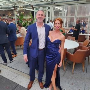 Gorgeous navy strapless corset gown